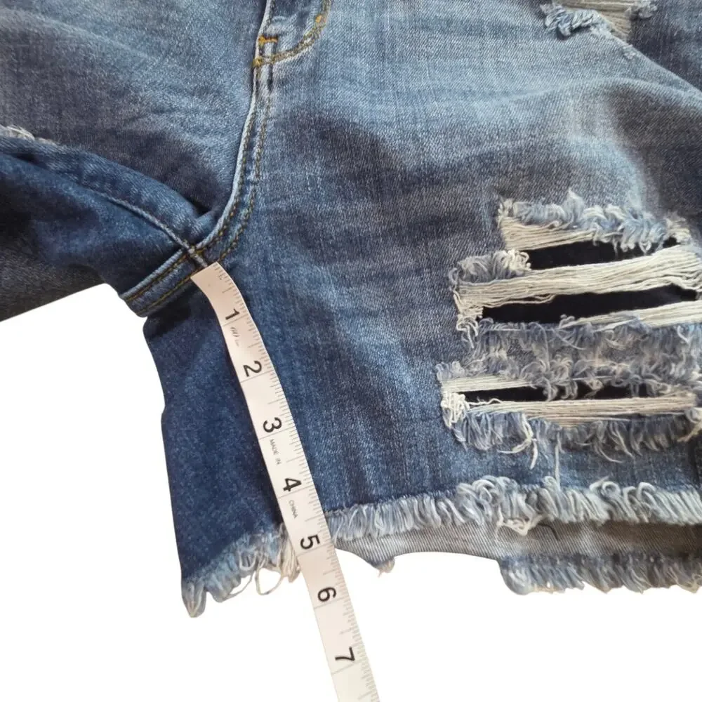 Judy Blue Mid Rise Patch Cut Off Shorts Sz 30 JB 15206 5